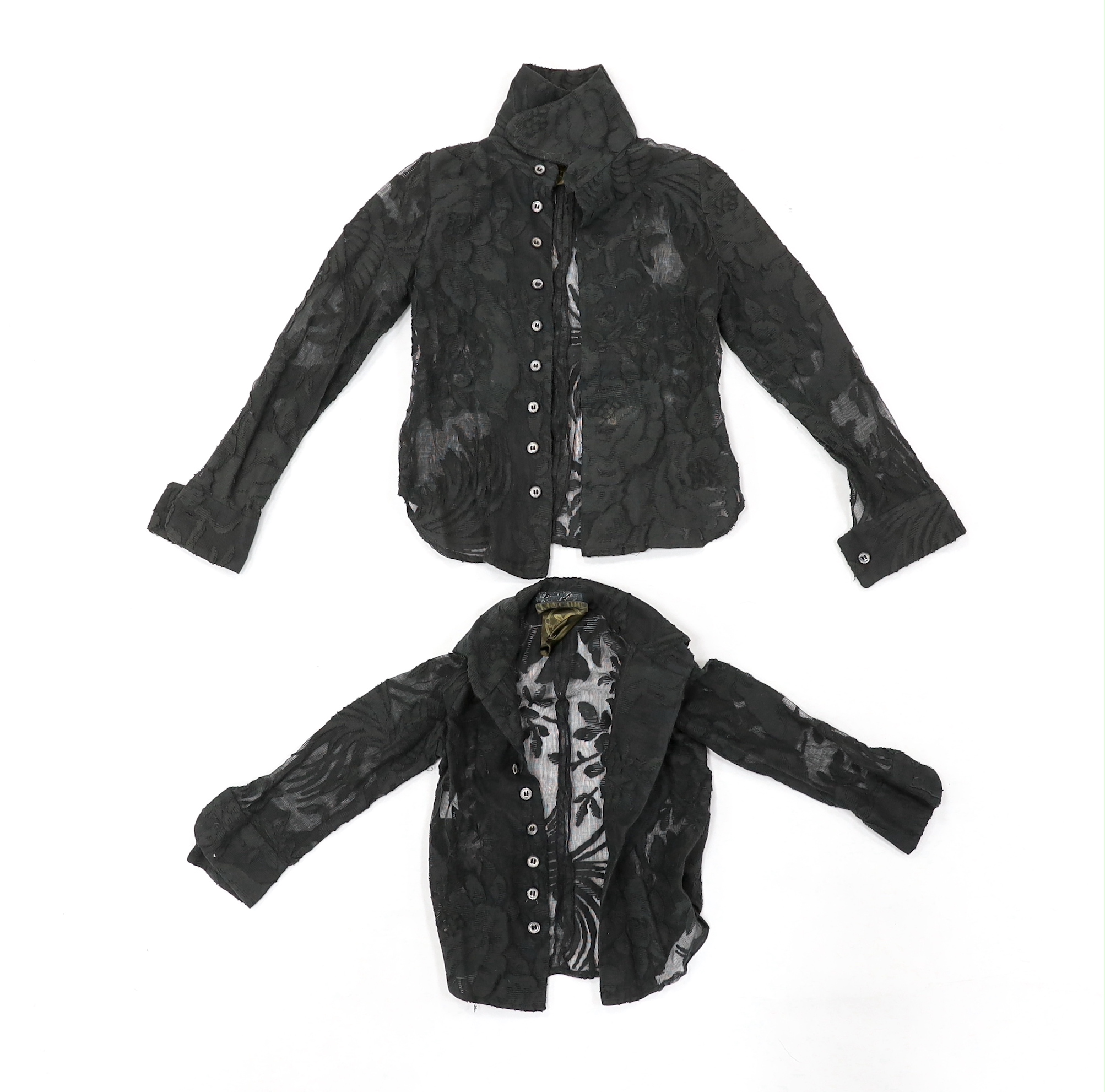 Two unusual 1969-70 Biba children’s unisex black lace shirts